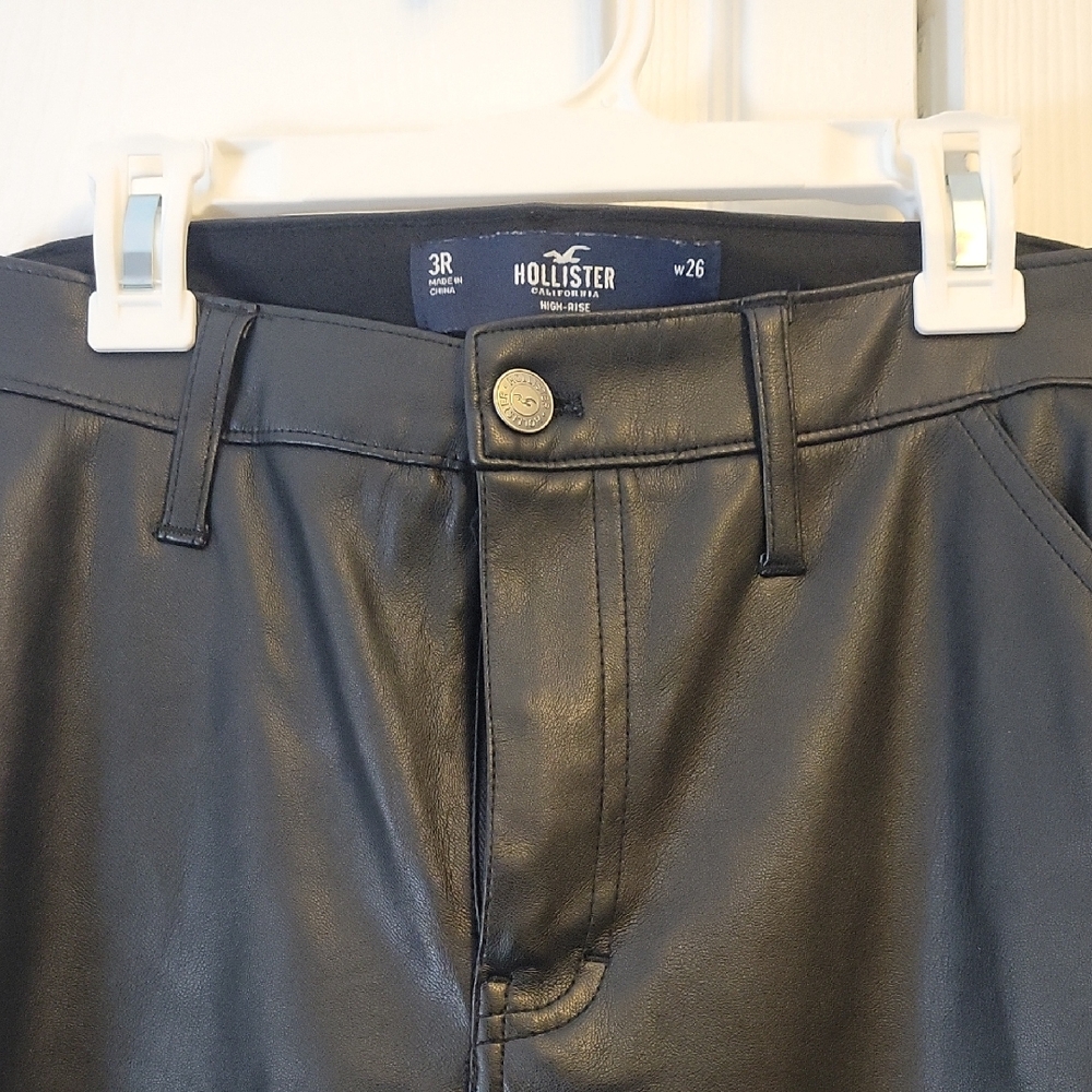 Hollister faux leather high rise straight leg pants